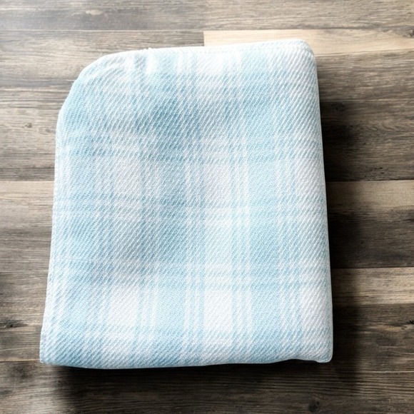 Gigi Knits Other - GiGi Knits Vintage 80s 90s Blue Plaid Baby Receiving Blanket NOS Acrylic NWOT
